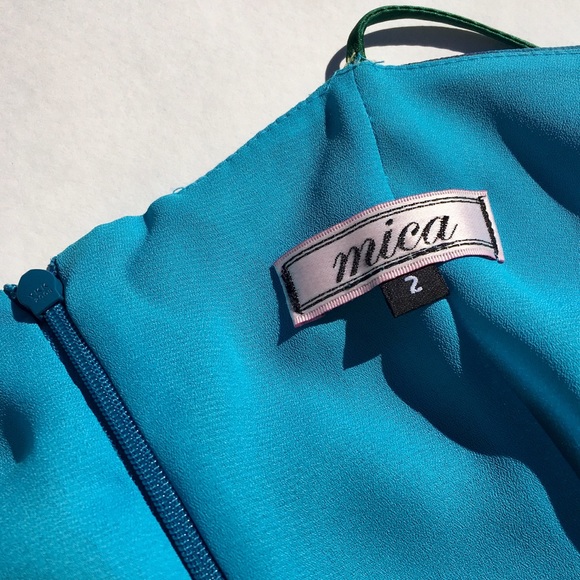 Mica Blue and Emerald Green Cocktail Dress - Picture 7 of 7